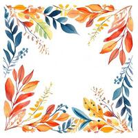 Watercolor autumn leaves frame. Illustration photo