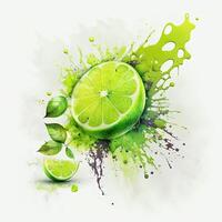 Watercolor lime. Illustration photo