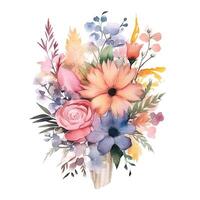 Watercolor flower bouquet. Illustration photo