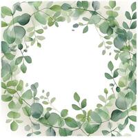 Green watercolor wreath. Illustration photo