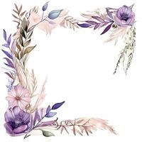 Watercolor floral frame. Illustration photo