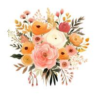 Watercolor flower bouquet. Illustration photo