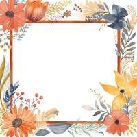 Watercolor floral frame. Illustration photo