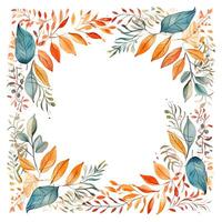 Watercolor autumn leaves frame. Illustration photo