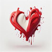 Red heart shape on isolated white background. Valentines day and romance concept. Digital art illustration theme. photo