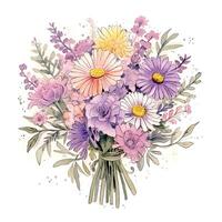 Watercolor flower bouquet. Illustration photo