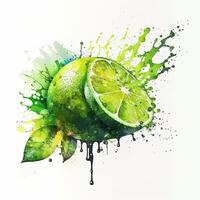 Watercolor lime. Illustration photo