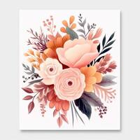 Watercolor flower bouquet. Illustration photo