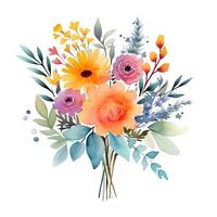 Watercolor flower bouquet. Illustration photo