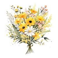Watercolor flower bouquet. Illustration photo