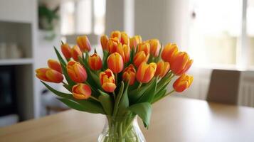 Fresh bouquet of tulips. Illustration photo