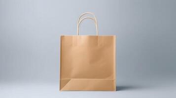 Beige paper shopping bag. Illustration photo