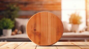 Wooden board on living room background Illustration photo