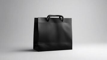 Black paper shopping bag. Illustration photo