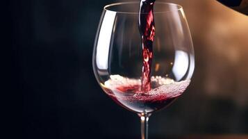 rojo vino torrencial dentro vino vaso ilustración ai generativo foto