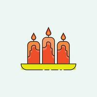 elegant three candles logo icon. vector