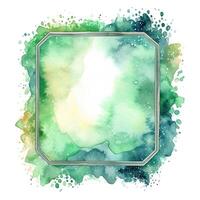 Green watercolor frame. Illustration photo