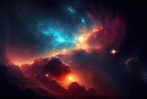 Abstract of colorful outer space planets nebula and galaxy sky background. Science and space concept. photo