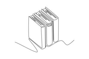 Continuous one line drawing neatly arranged books. Book lovers concept. Single line draw design vector graphic illustration.