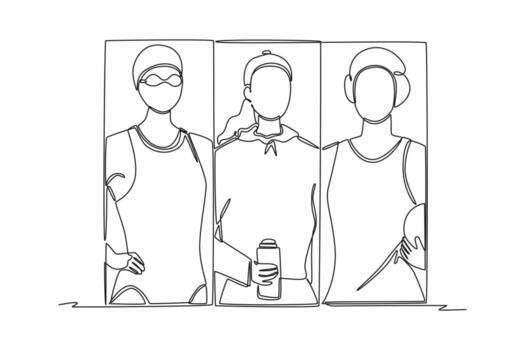 Continuous one line drawing Diversity in collage concept. Single line draw design vector graphic illustration.