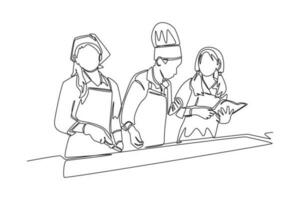 Single one line drawing cooking class. Class it up concept. Continuous line draw design graphic vector illustration.