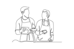 Single one line drawing cooking class. Class it up concept. Continuous line draw design graphic vector illustration.