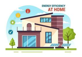 Energy Efficient at Home Vector Illustration of Smart House Technology System with Centralized Control in Flat Cartoon Hand Drawn Templates