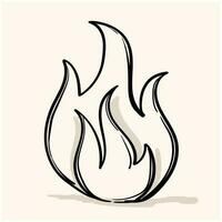 fire doodle icon with background cream vector