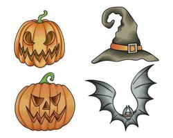 Hand drawn Halloween element set, Halloween element vector illustration