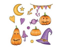 Hand drawn Halloween element set, Halloween element vector illustration