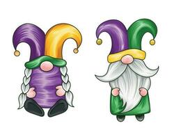 Mardi grass gnome cute vector illustration