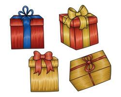 Hand drawn Christmas present box collection vector