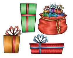 Hand drawn Christmas present box collection vector