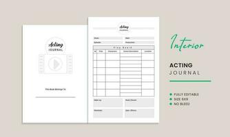 Acting Journal Interior Template vector