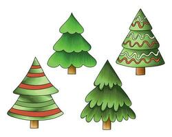 decorativo mano dibujado Navidad árbol vector ilustración conjunto