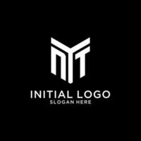 NT mirror initial logo, creative bold monogram initial design style vector