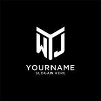 WJ mirror initial logo, creative bold monogram initial design style vector