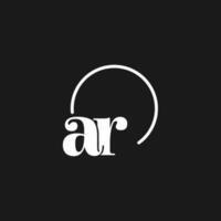 AR logo initials monogram with circular lines, minimalist and clean logo design, simple but classy style vector