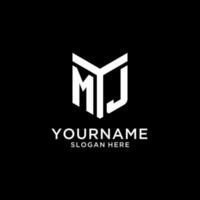 MJ mirror initial logo, creative bold monogram initial design style vector