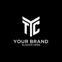 TC mirror initial logo, creative bold monogram initial design style vector