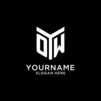 OW mirror initial logo, creative bold monogram initial design style vector