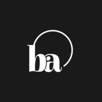BA logo initials monogram with circular lines, minimalist and clean logo design, simple but classy style vector