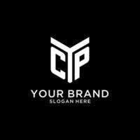 CP mirror initial logo, creative bold monogram initial design style vector