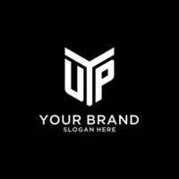 UP mirror initial logo, creative bold monogram initial design style vector