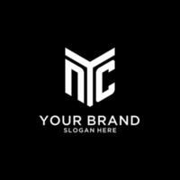 NC mirror initial logo, creative bold monogram initial design style vector
