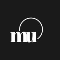 MU logo initials monogram with circular lines, minimalist and clean logo design, simple but classy style vector