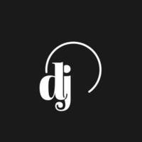 DJ logo initials monogram with circular lines, minimalist and clean logo design, simple but classy style vector