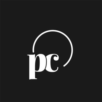 PC logo initials monogram with circular lines, minimalist and clean logo design, simple but classy style vector