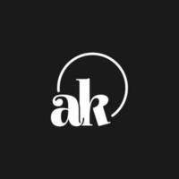 AK logo initials monogram with circular lines, minimalist and clean logo design, simple but classy style vector