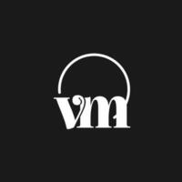 VM logo initials monogram with circular lines, minimalist and clean logo design, simple but classy style vector